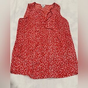 J.Crew Red Floral Cottagecore Sleeveless Flowy Top XXS